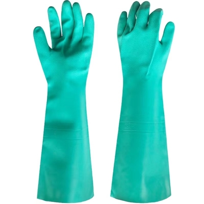 45cm 22 Mil Nitrile Gloves Αντοχή σε οξύ Αντοχή σε διαλύτη Πράσινα γάντια Νιτρίλιο